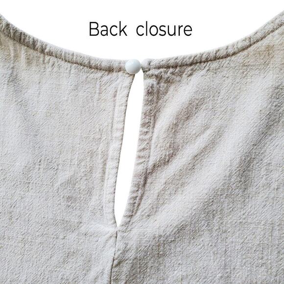 Linen Cotton Blend Dress Loose Fitting Oversized Natural Unbleached Color Size S - Picture 7 of 16
